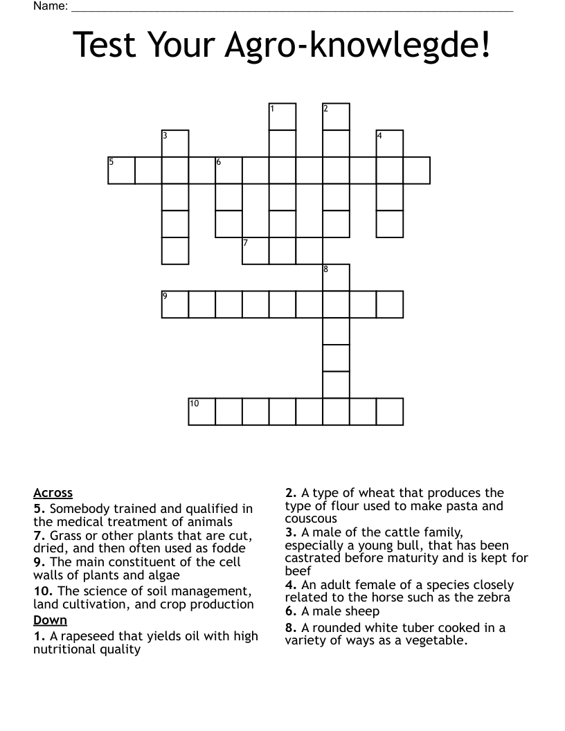 Test Your Agro-knowlegde! Crossword