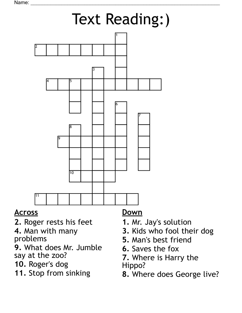 Text Reading:)  Crossword