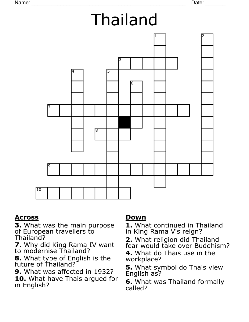 Thailand Crossword WordMint