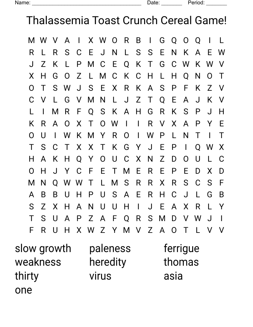 Thalassemia Toast Crunch Cereal Game!