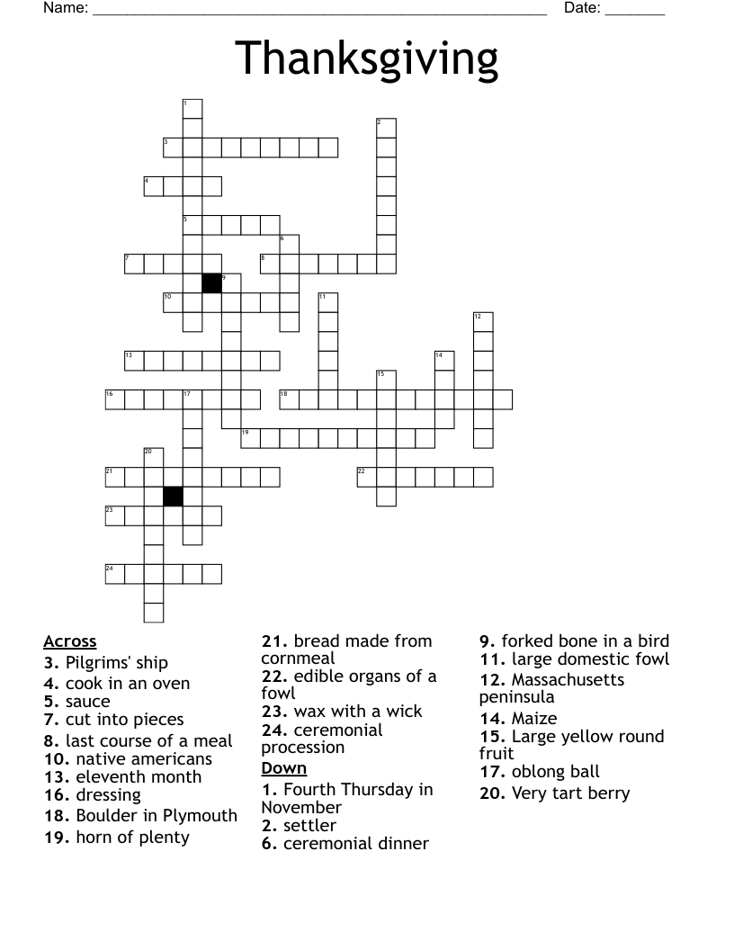 Thanksgiving Crossword
