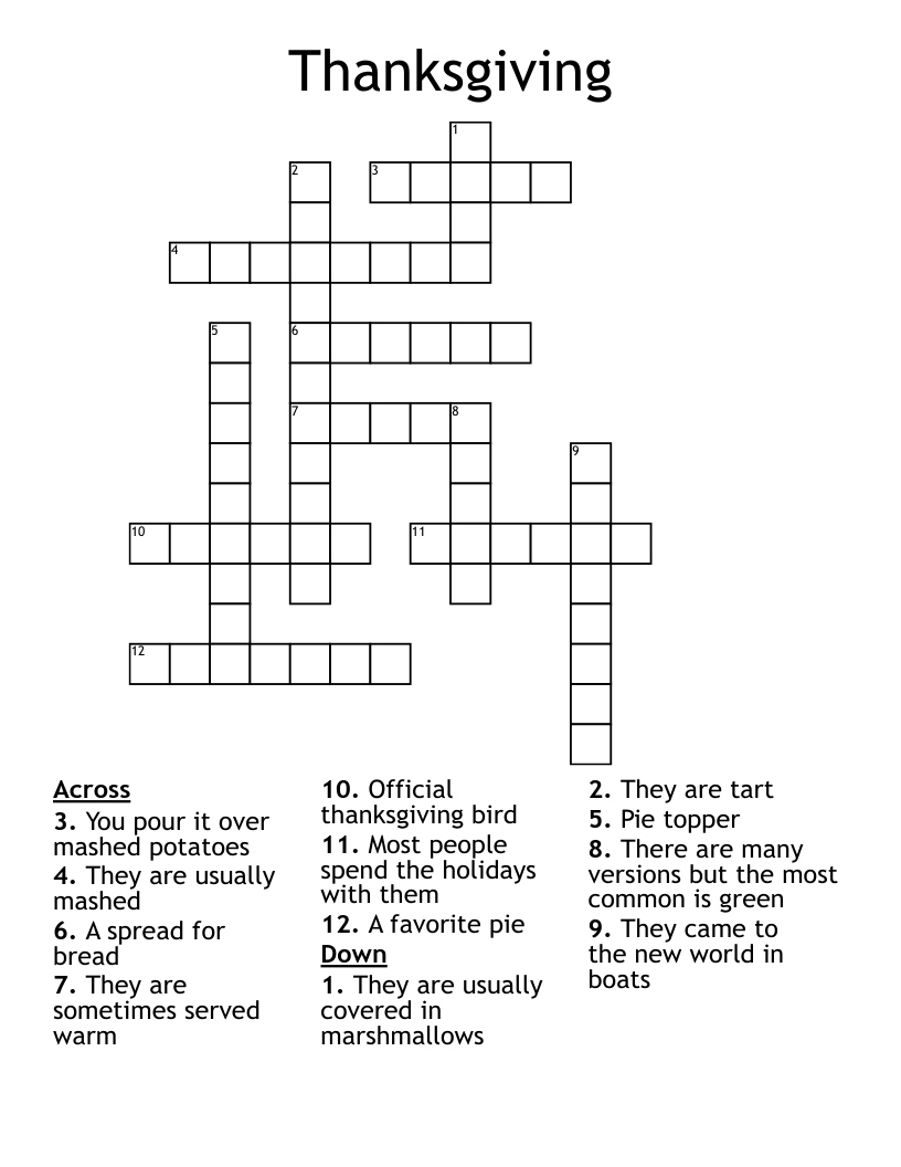 Thanksgiving Crossword