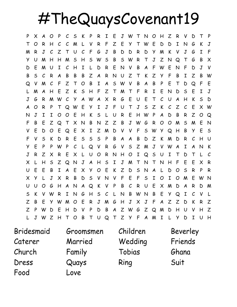#TheQuaysCovenant19 Word Search
