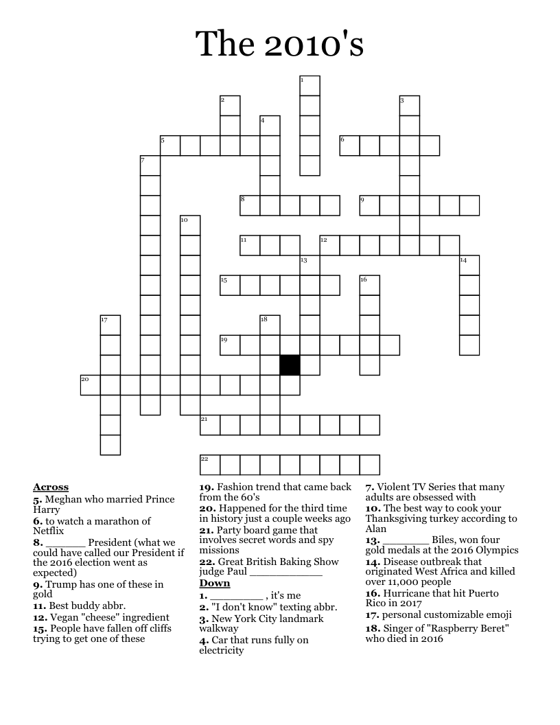 The 2010's Crossword
