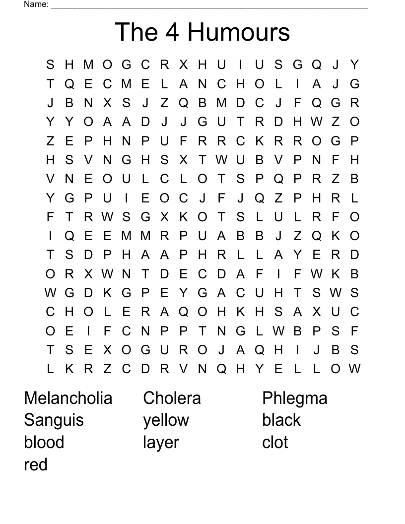 The 4 Humours Word Search