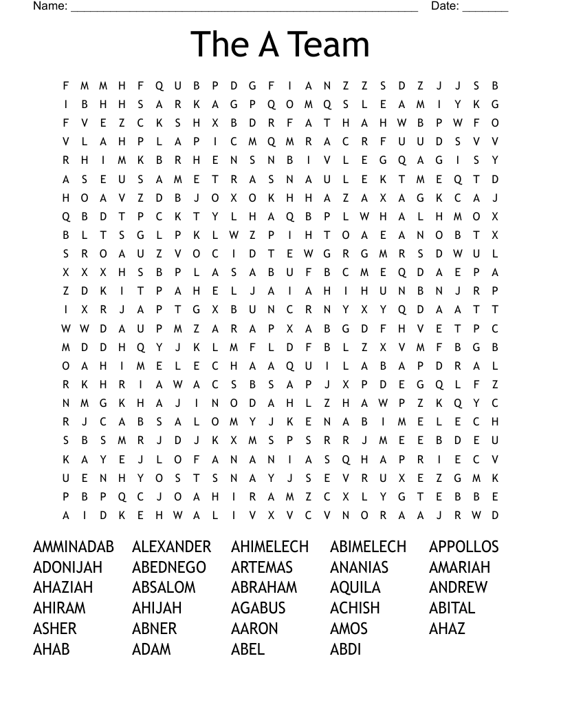 The A Team Word Search