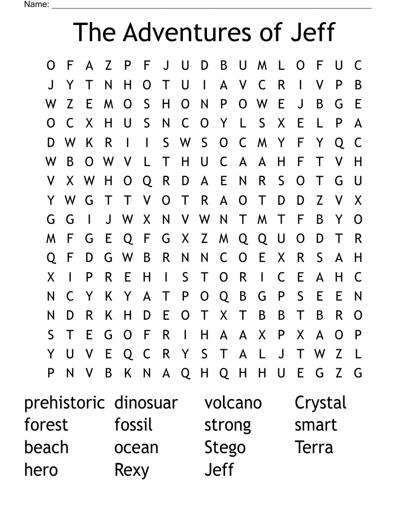 The Adventures of Jeff Word Search