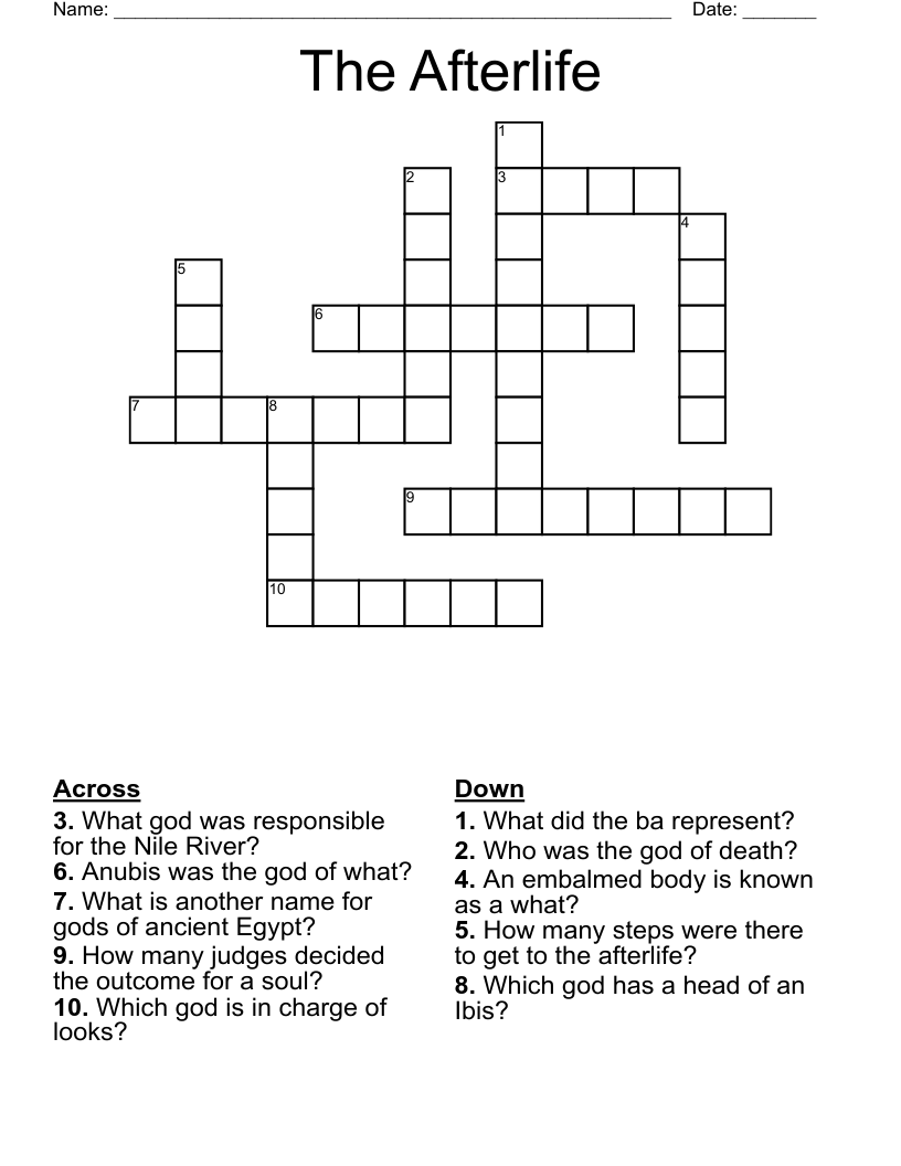 The Afterlife Crossword