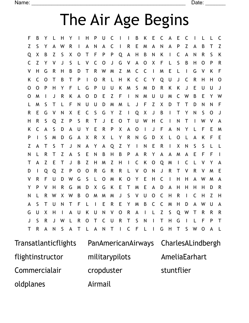 The Air Age Begins Word Search