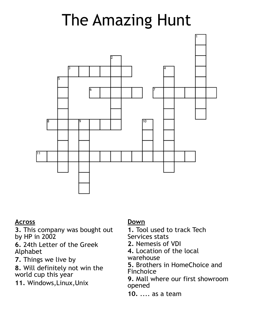 The Amazing Hunt Crossword