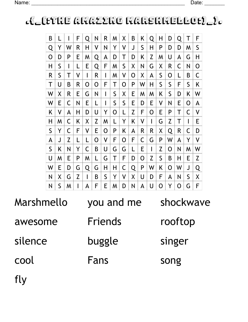.{_(:The Amazing Marshmello:)_}. Word Search