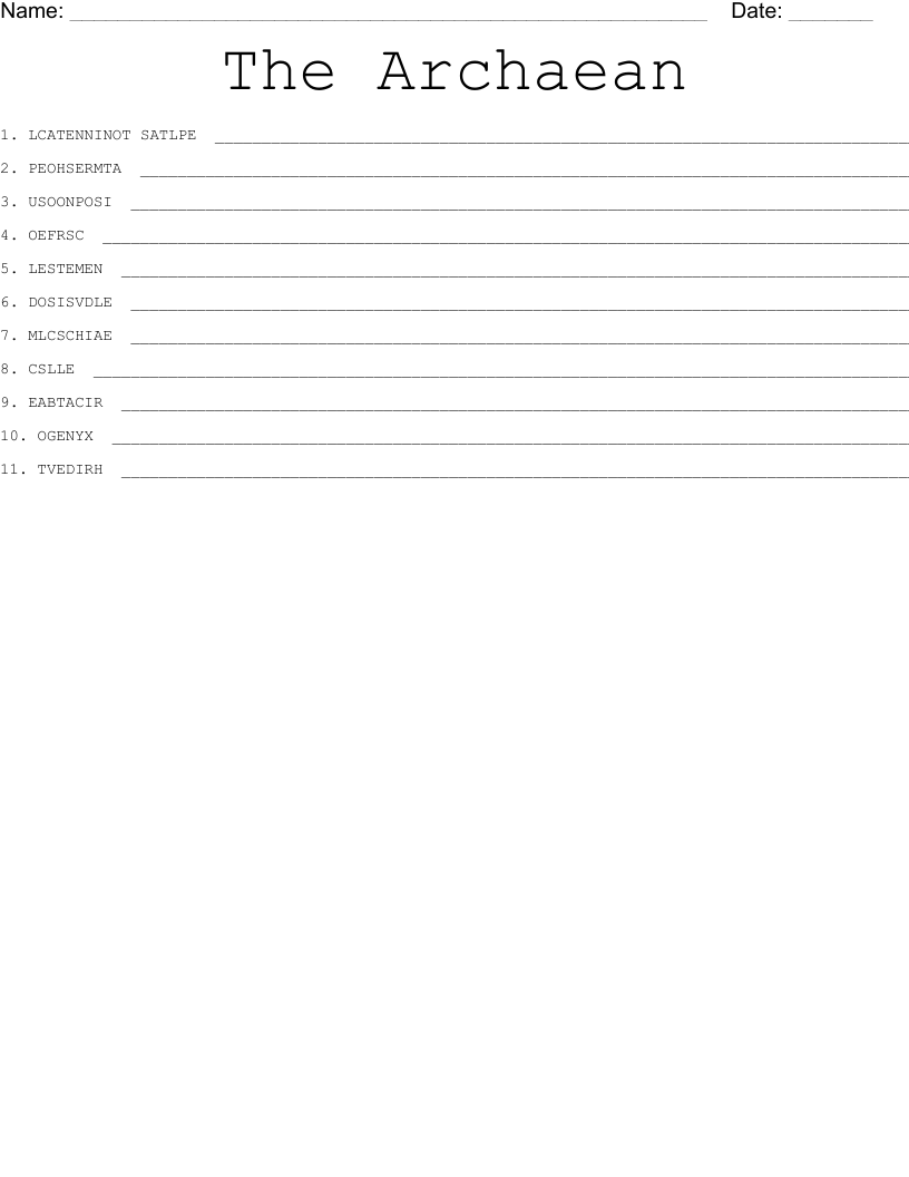 The Archaean Word Scramble