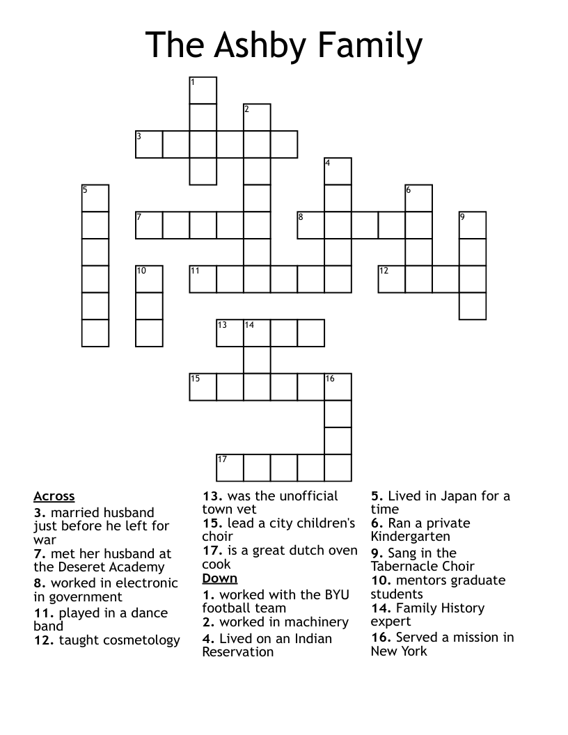 The Ashby Family Crossword