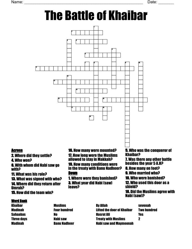 The Battle of Khaibar Crossword