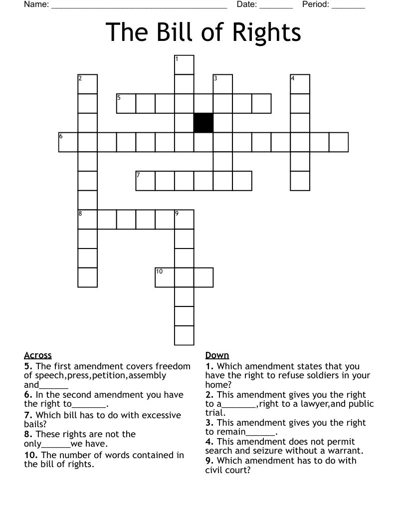 The Bill Of Rights Crossword WordMint