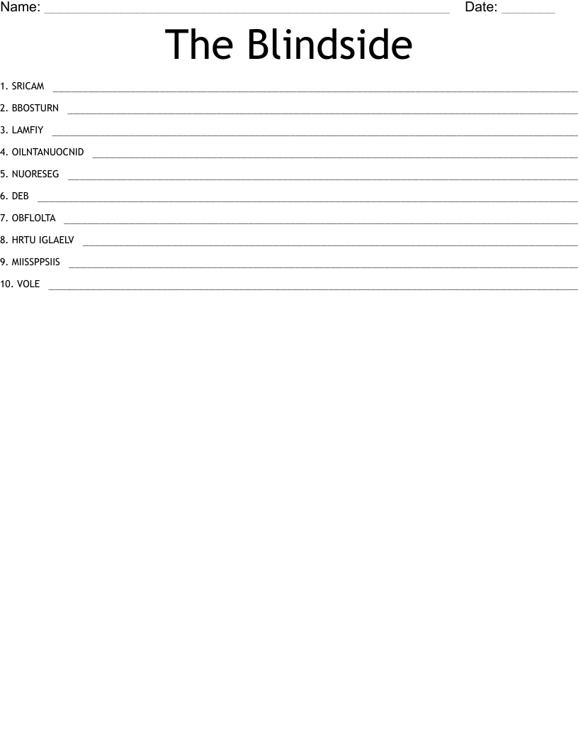The Blindside Word Scramble