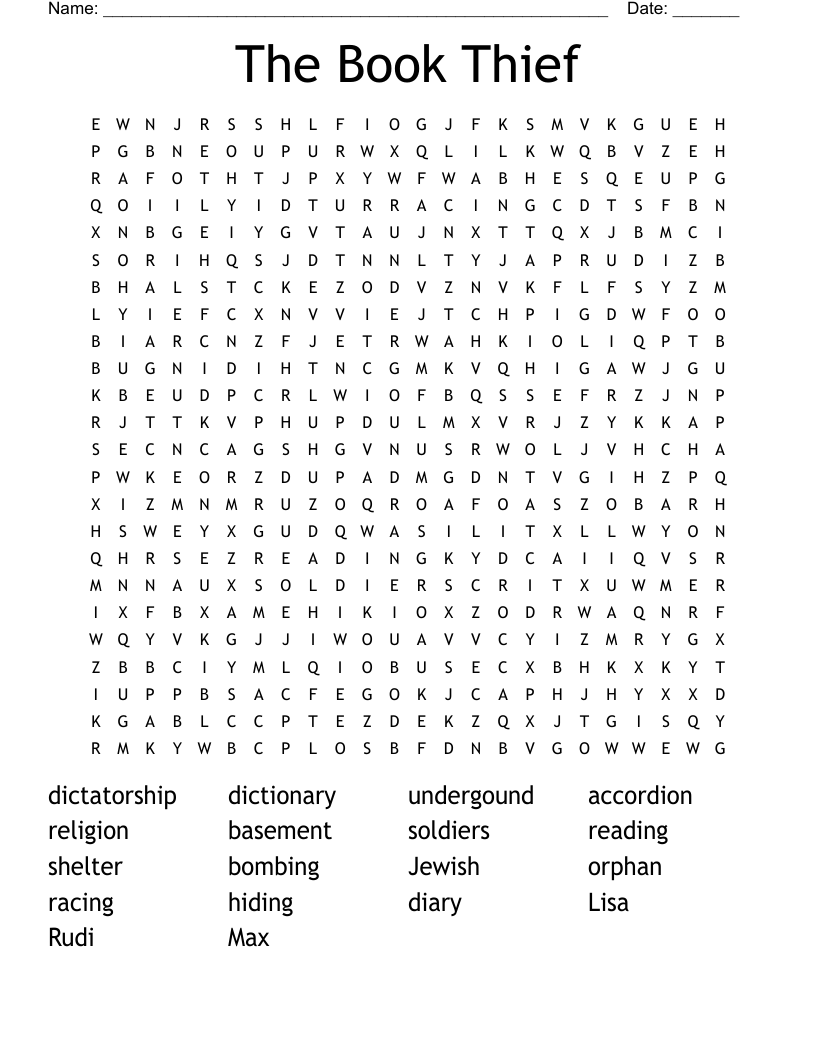 The Book Thief Word Search