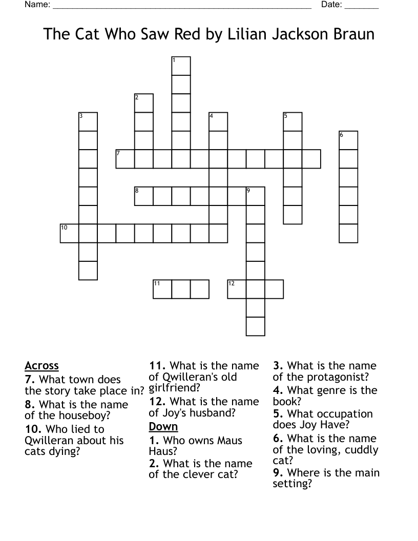 The Cat Who Saw Red by Lilian Jackson Braun Crossword