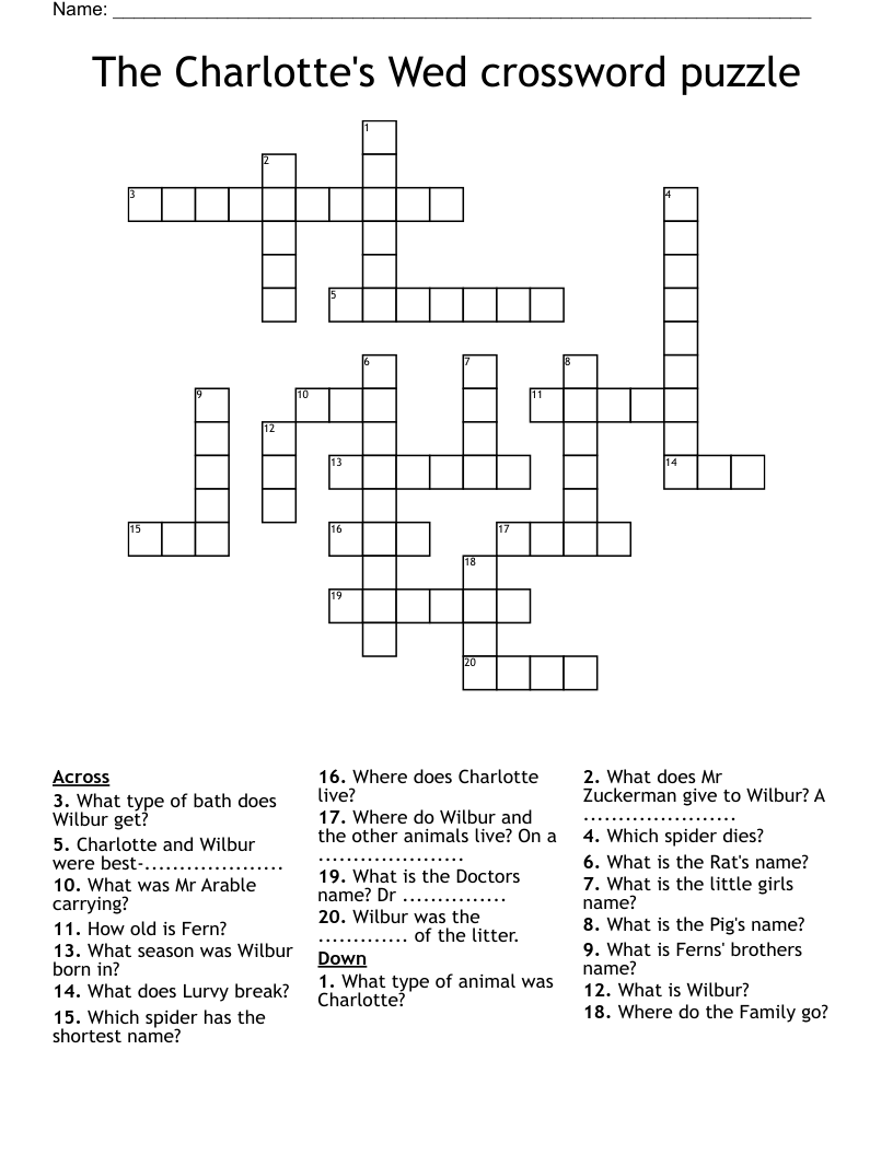 Charlottes Web Crossword WordMint
