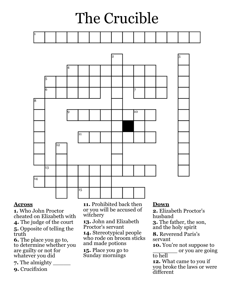 The Crucible Crossword Puzzle Answer Key Douroubi