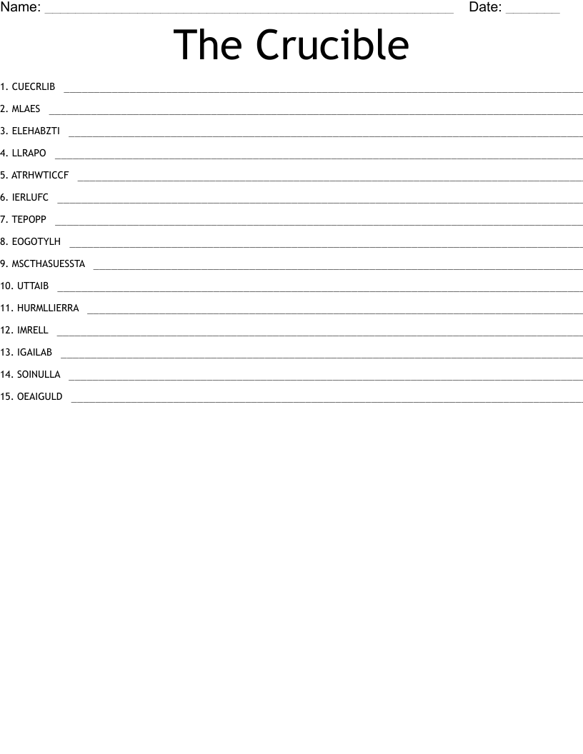 The Crucible Word Scramble
