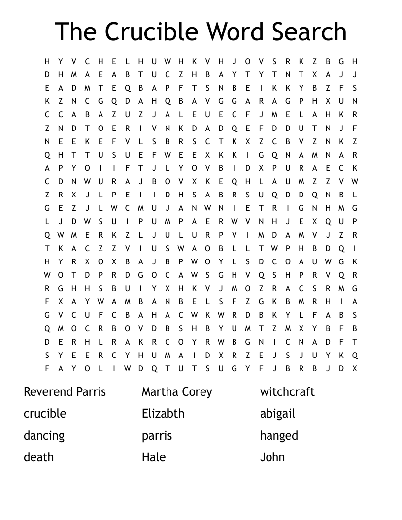 The Crucible Word Search