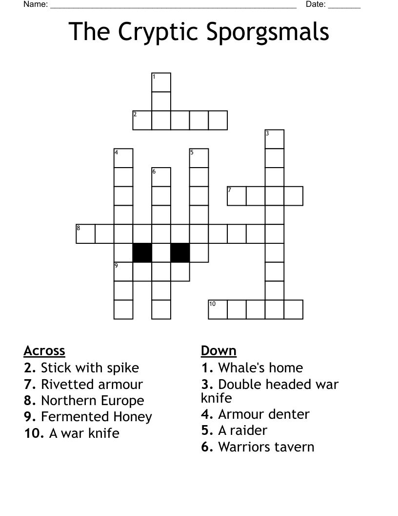 The Cryptic Sporgsmals Crossword