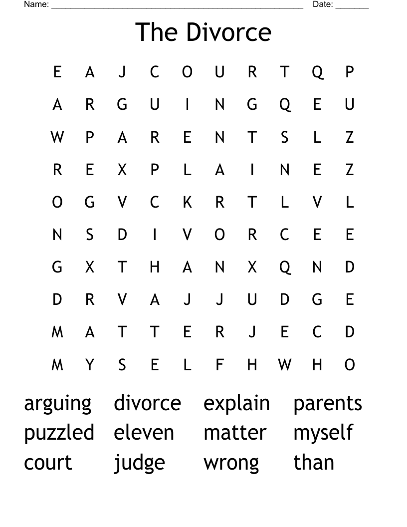 The Divorce Word Search