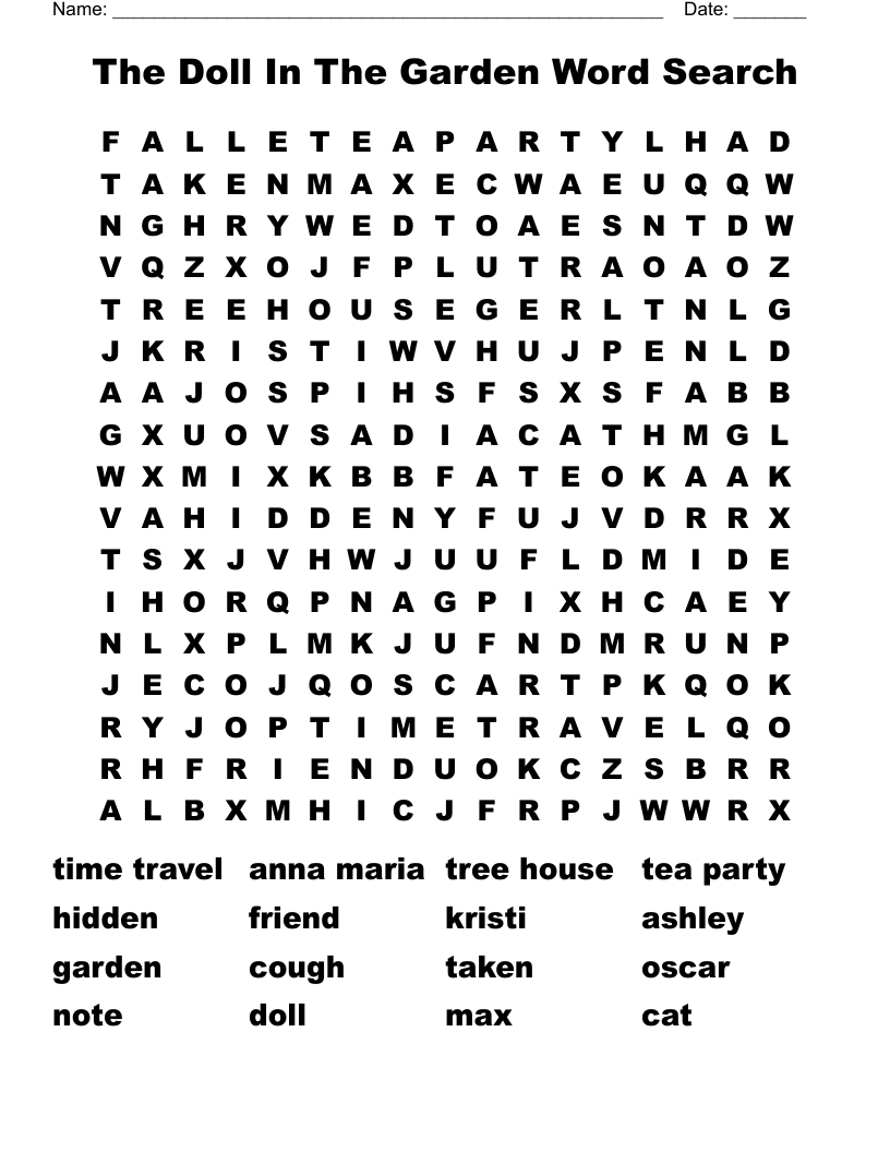 The Doll In The Garden Word Search