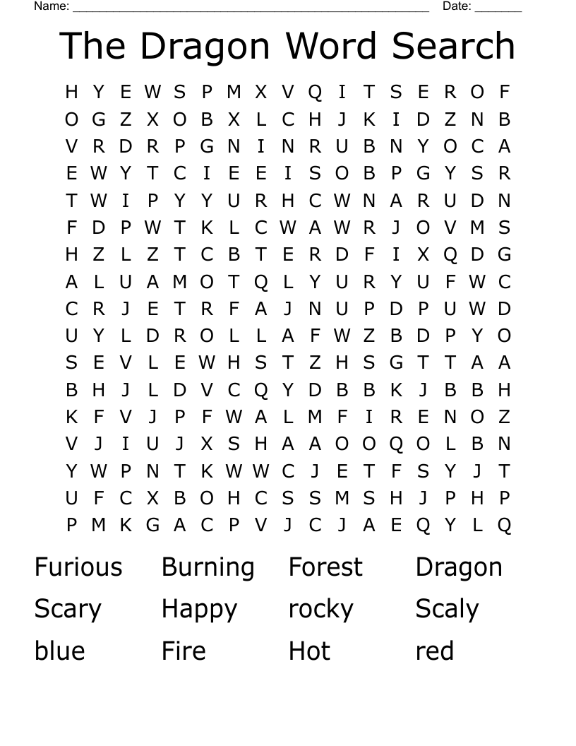 The Dragon Word Search