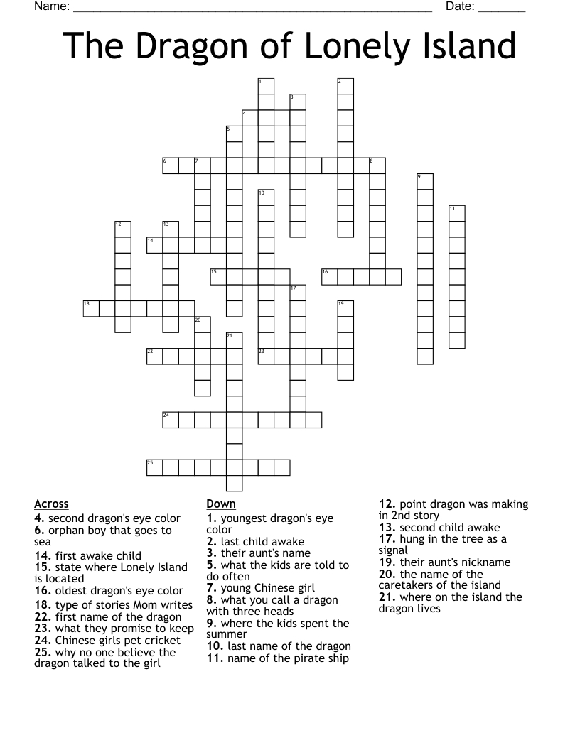 The Dragon Of Lonely Island Crossword WordMint