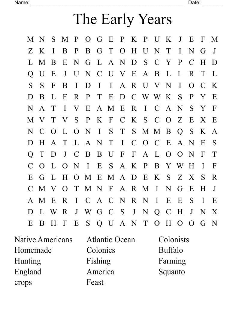 The Early Years Word Search