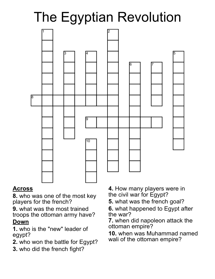 The Egyptian Revolution  Crossword
