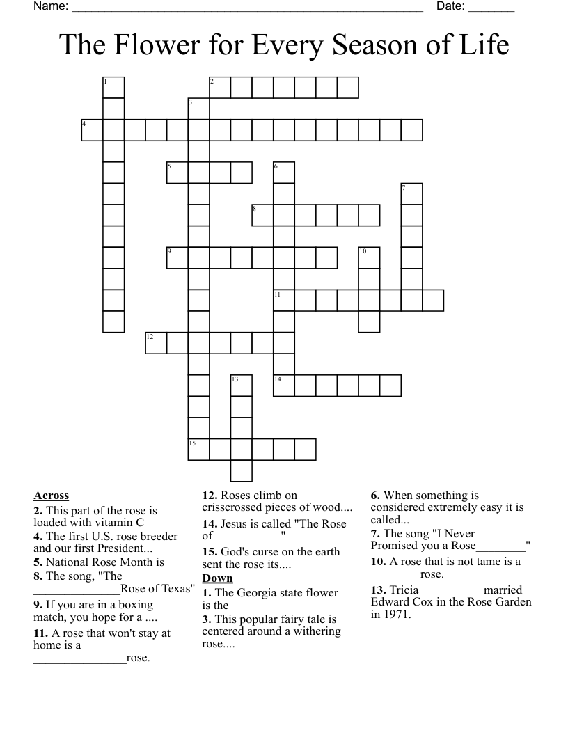 The Flower for Every Season of Life Crossword