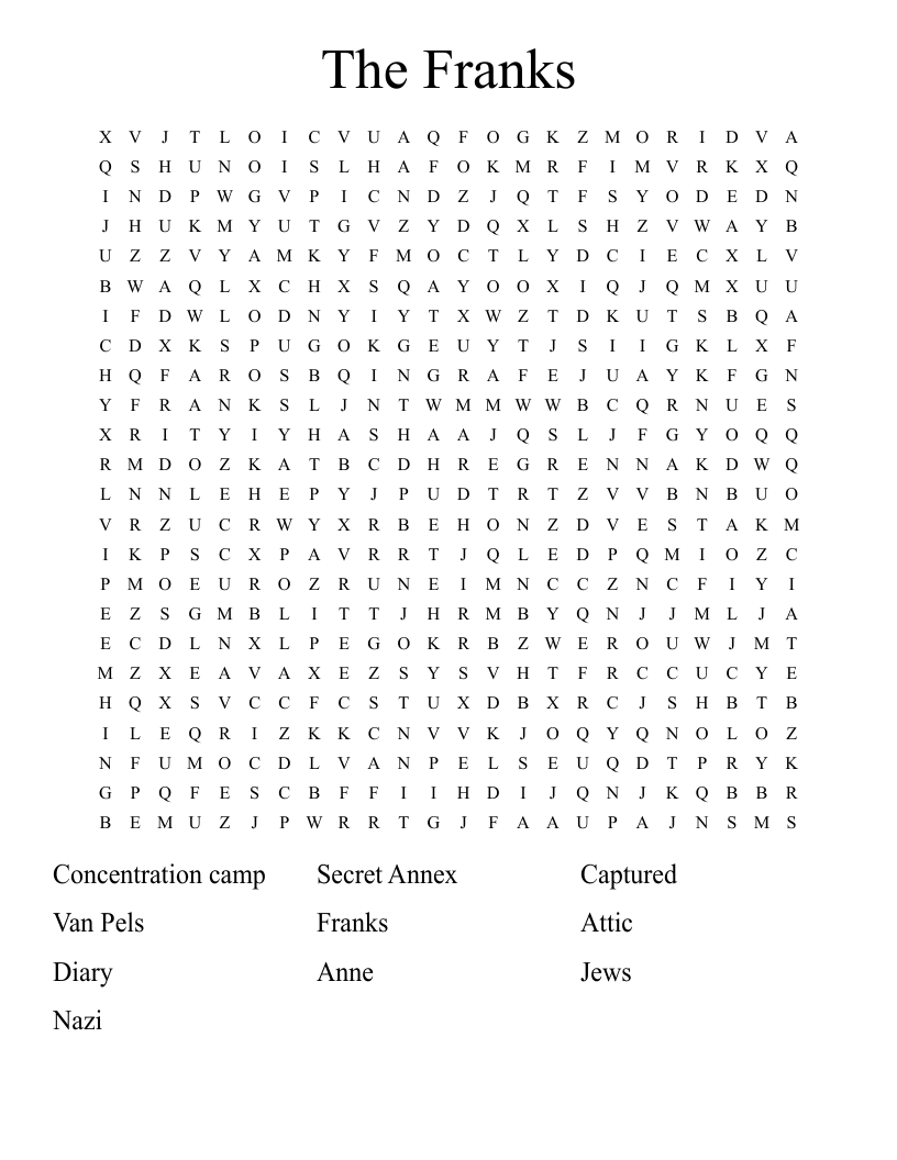 The Franks Word Search