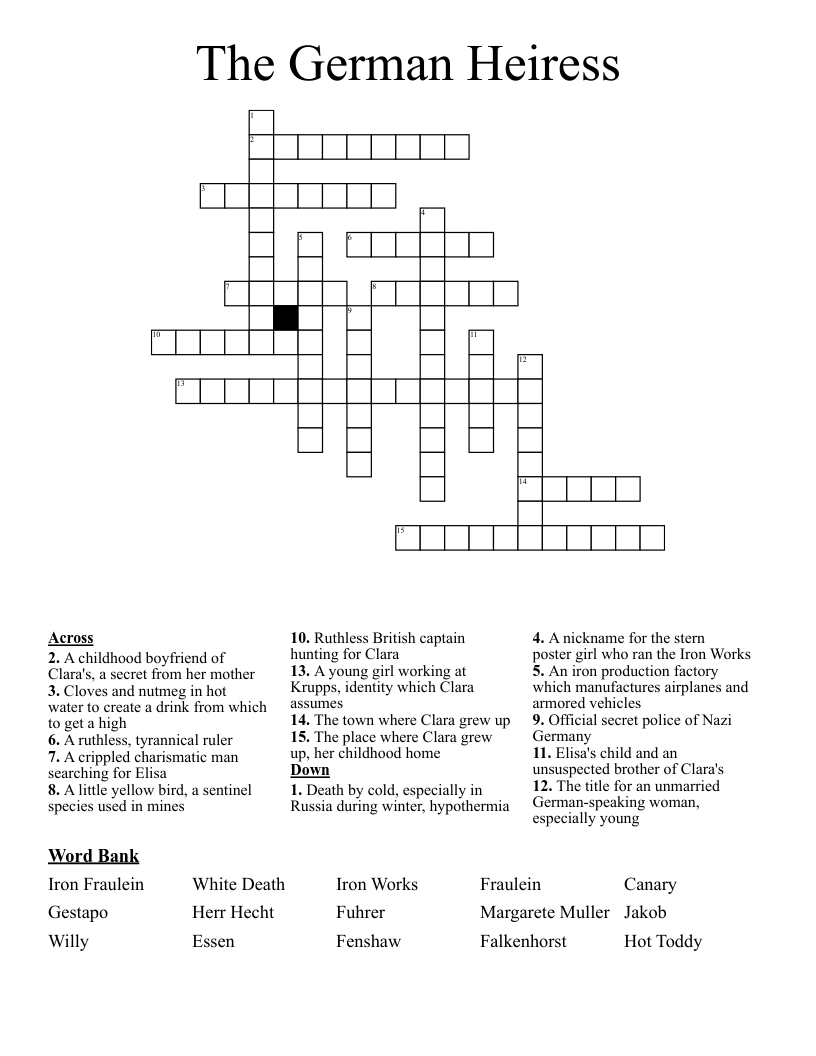 The German Heiress Crossword