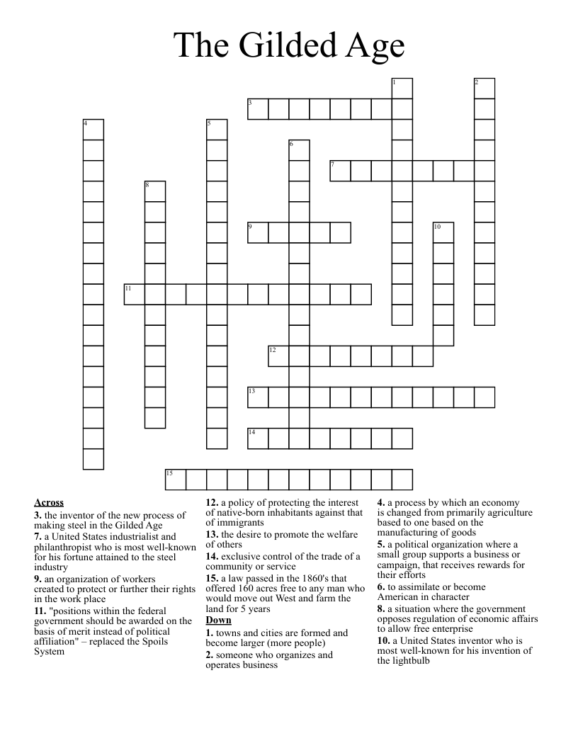 The Gilded Age Crossword WordMint