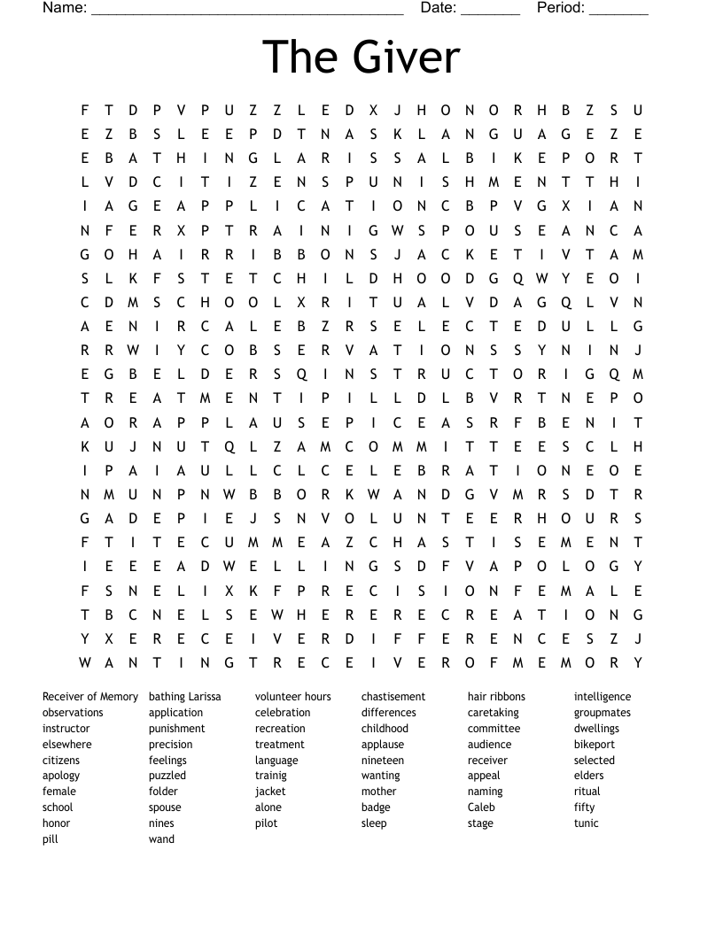 The Giver Word Search