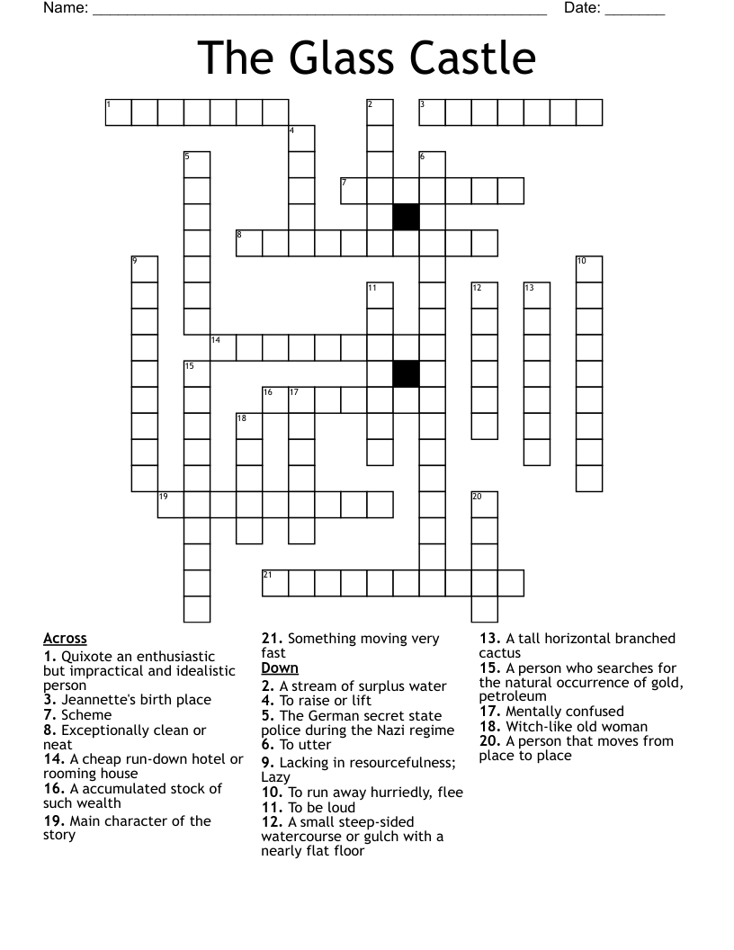 The Glass Castle Crossword WordMint