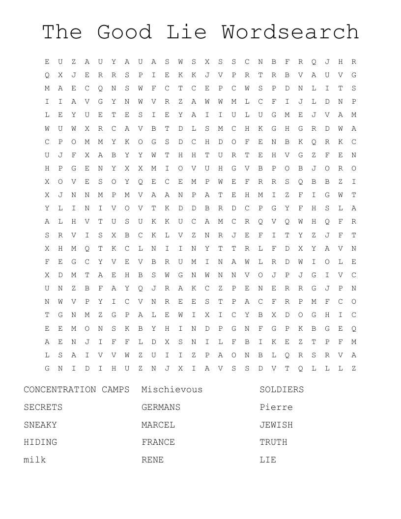 The Good Lie Wordsearch