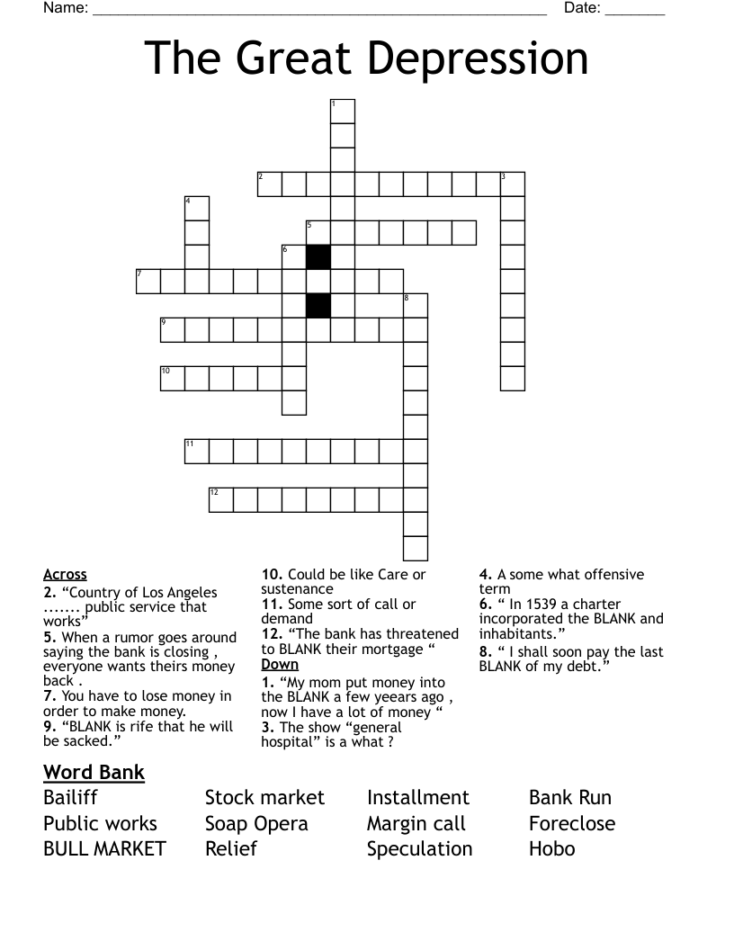 the-great-depression-crossword-wordmint