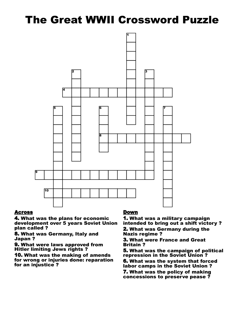 The Great WWII Crossword Puzzle