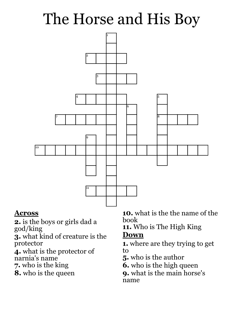The Horse and His Boy Crossword