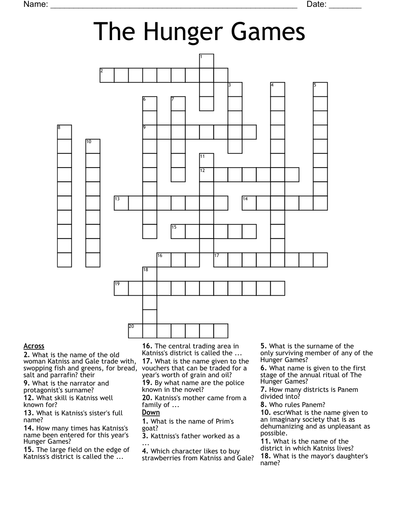 The Hunger Games Crossword
