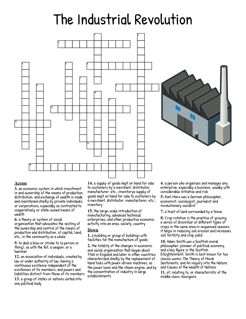 The Industrial Revolution Crossword WordMint