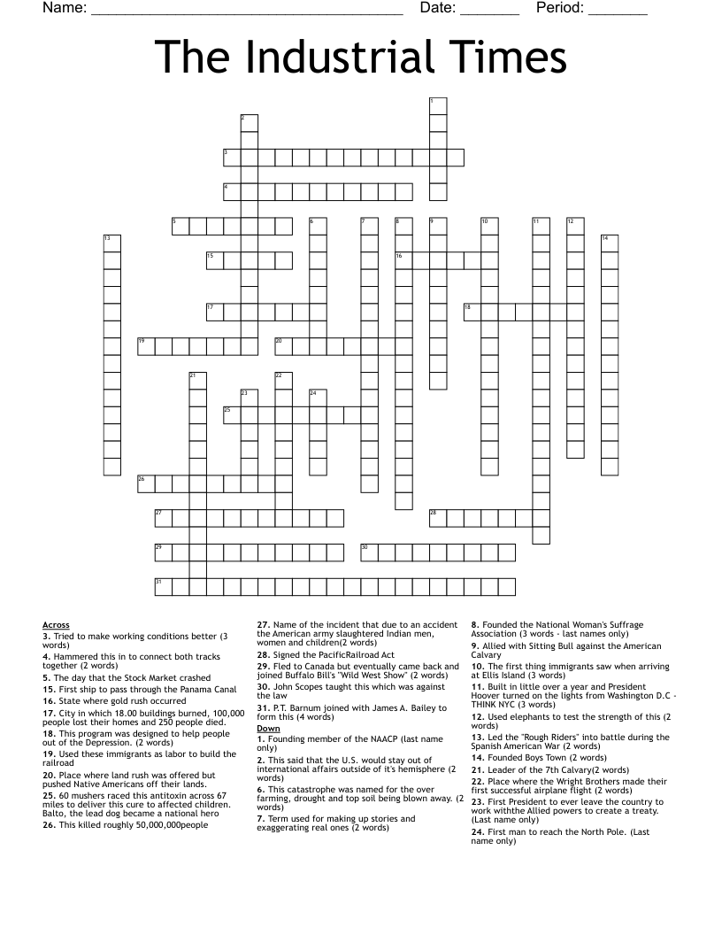 The Industrial Times Crossword WordMint