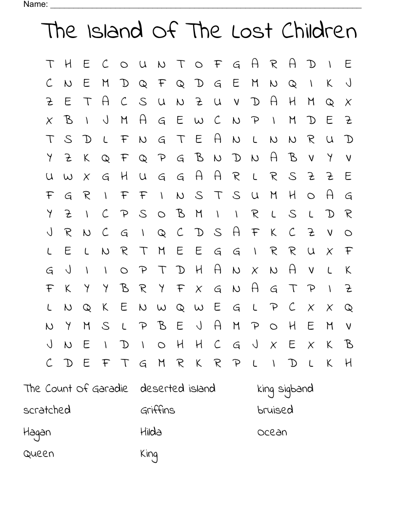 The Island Of The Lost Children Word Search