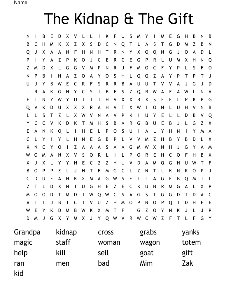 The Kidnap & The Gift Word Search