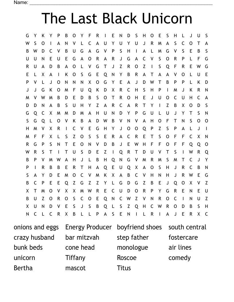 The Last Black Unicorn Word Search