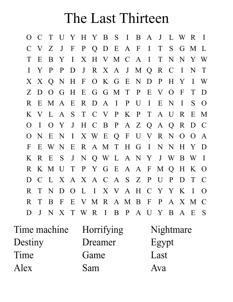 The Last Thirteen Word Search